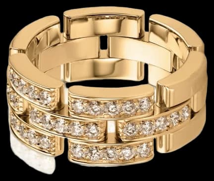 Cartier Maillon Panthère ring, three rows, semi-paved
