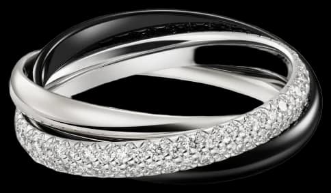 Cartier Trinity ring, ceramic, small model, semi-paved