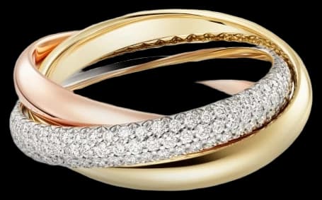 Cartier Trinity ring, classic model, semi-paved