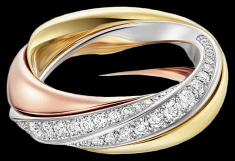 Cartier Trinity ring, semi-paved
