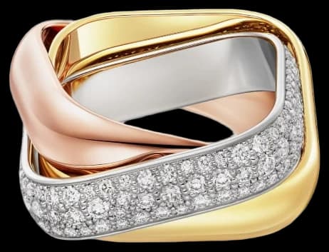 Cartier Trinity cushion ring, large model, semi-paved