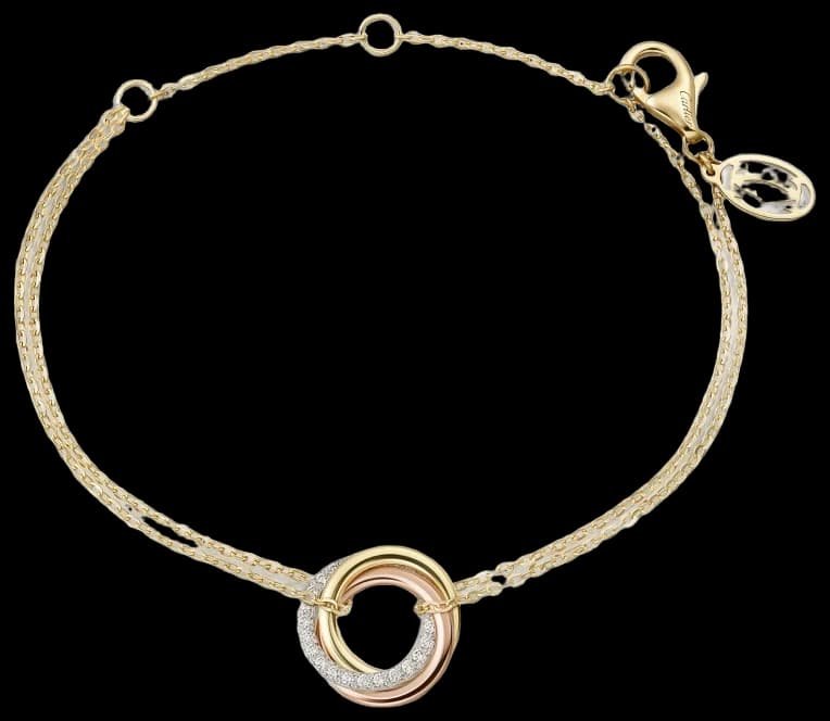 Cartier Trinity bracelet, on chain, diamonds