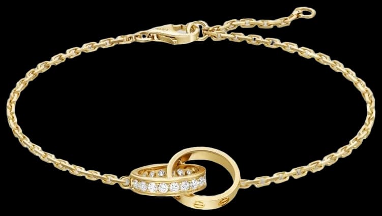 Cartier LOVE bracelet, on chain, semi-paved