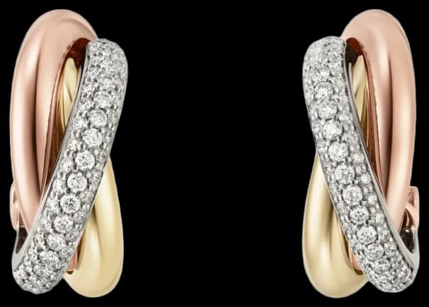 Cartier Trinity earrings, classic model, semi-paved