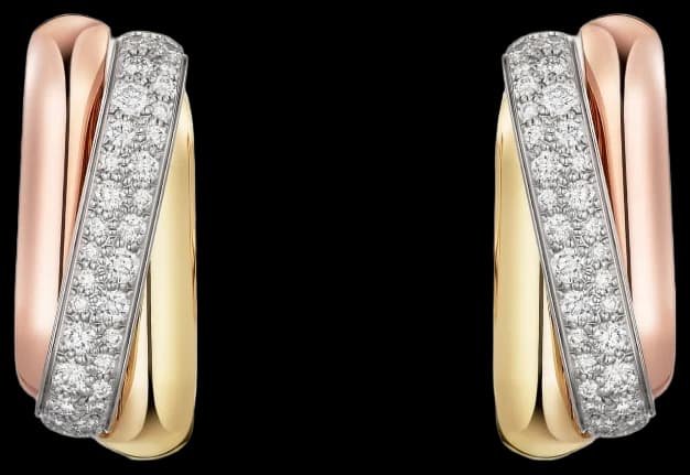 Cartier Trinity cushion earrings, semi-paved