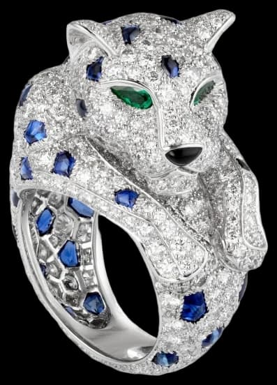 Cartier Panthère de Cartier ring, sapphire, paved - Diamond And Emerald And Sapphire