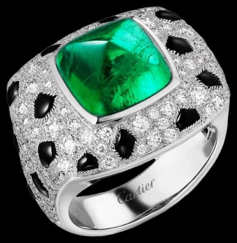 Cartier Panthère de Cartier ring, sugarloaf-cut emerald, large model, paved