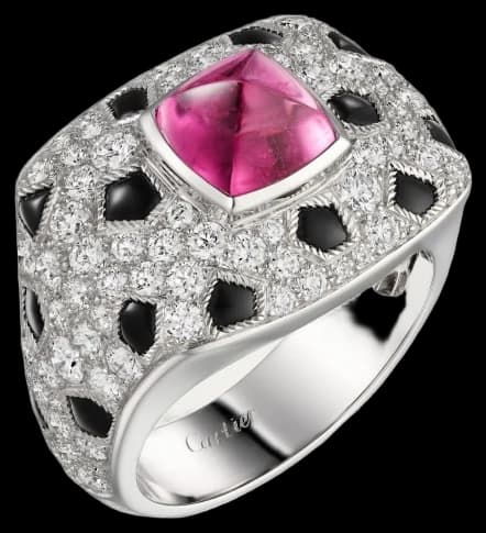 Cartier Panthère de Cartier ring, sugarloaf-cut rubellite, small model, paved