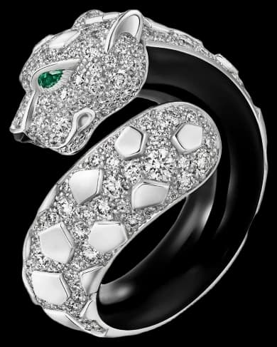 Cartier Panthère de Cartier ring, black lacquer, paved