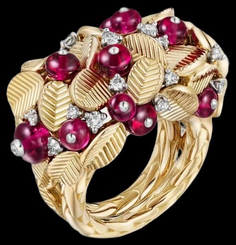 Cartier Grain de Café ring, rubellite, semi-paved