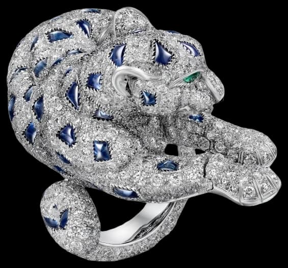 Cartier Panthère de Cartier ring, sapphire, paved - Diamond And Emerald And Onyx And Sapphire