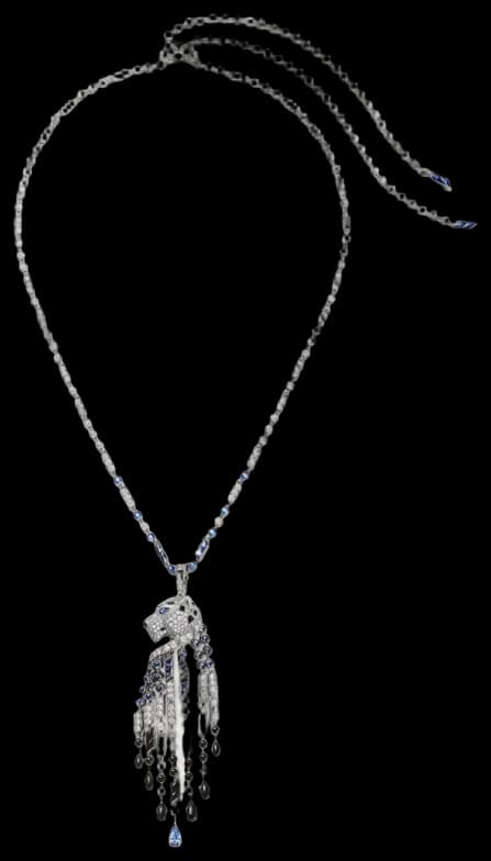 Cartier Panthère de Cartier long necklace, sapphire, large model, paved