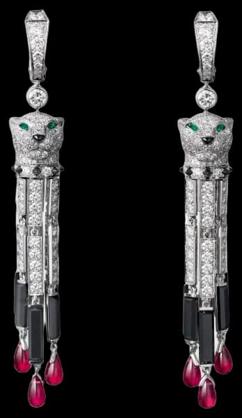 Cartier Panthère de Cartier earrings, rubies, large model, paved