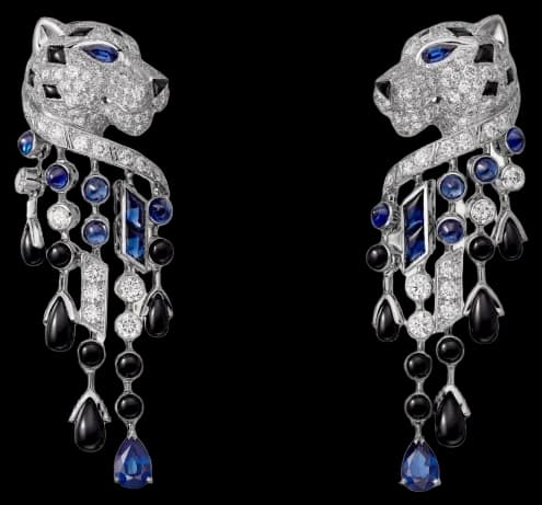 Cartier Panthère de Cartier earrings, sapphire, large model, paved