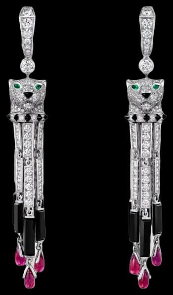 Cartier Panthère de Cartier earrings, rubies, paved