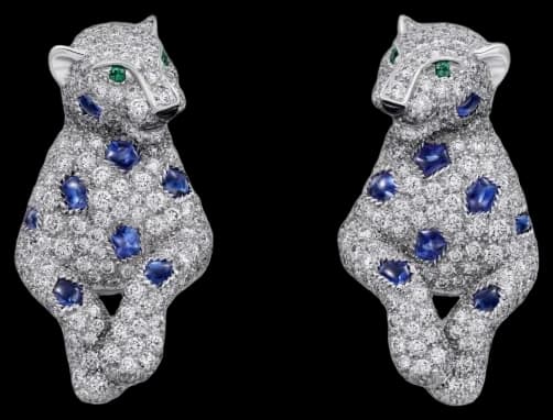 Cartier Panthère de Cartier earrings, sapphire, paved