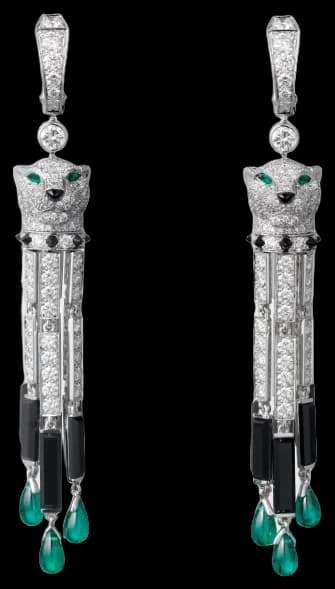 Cartier Panthère de Cartier earrings, emerald, large model, paved