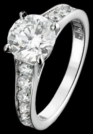 Cartier 1895 solitaire, brilliant-cut diamond, paved