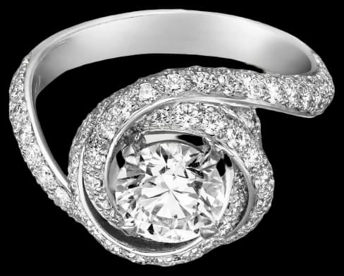 Cartier Trinity Ruban solitaire, brilliant-cut diamond, paved