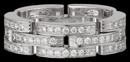 Cartier Maillon Panthère ring, three rows, paved