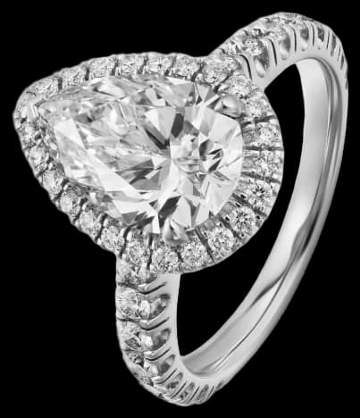 Cartier Destinée solitaire, pear-shaped diamond, paved