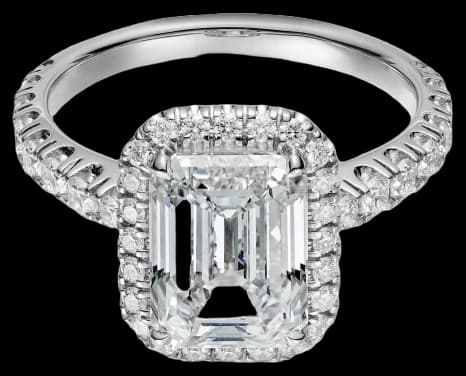 Cartier Destinée solitaire, emerald-cut diamond, paved