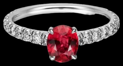 Cartier 1895 solitaire, oval-cut ruby, paved