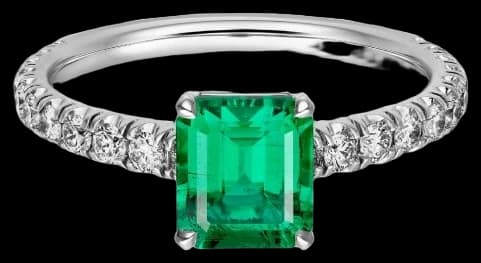 Cartier 1895 solitaire, emerald-cut emerald, paved