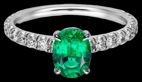Cartier 1895 solitaire, oval-cut emerald, paved