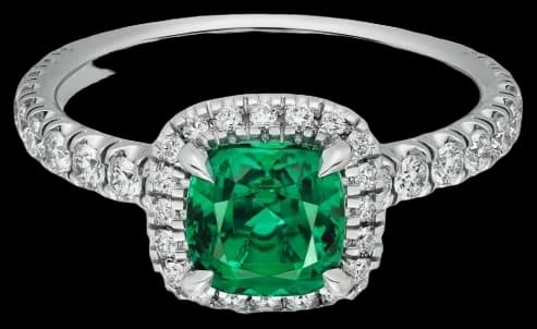 Cartier Destinée solitaire, cushion-cut emerald, paved