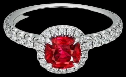 Cartier Destinée solitaire, cushion-cut ruby, paved