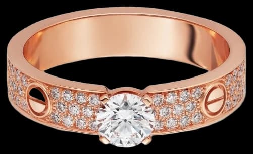 Cartier LOVE solitaire, brilliant cut diamond, paved