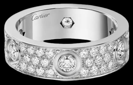 Cartier LOVE ring, classic model, paved, 6 diamonds