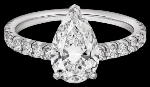Cartier 1895 solitaire, pear-cut diamond, paved
