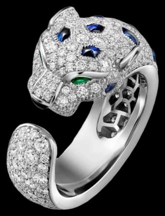 Cartier Panthère de Cartier ring, medium model, semi-paved - Diamond And Emerald And Sapphire