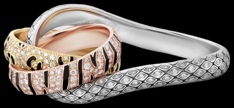 Cartier Trinity two-finger ring, lacquer, paved
