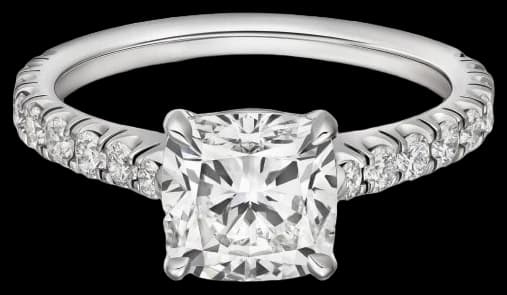 Cartier 1895 solitaire, cushion-cut diamond, paved