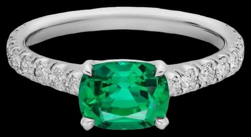 Cartier 1895 solitaire, cushion-cut emerald, paved