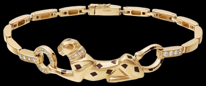 Cartier Panthère de Cartier bracelet, on a chain, diamonds - Diamond And Onyx And Tsavorite Garnet