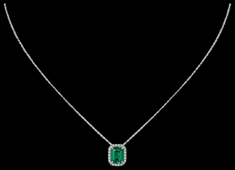 Cartier Destinée pendant, emerald-cut emerald, paved