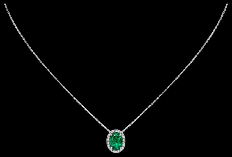 Cartier Destinée pendant, oval-cut emerald, paved