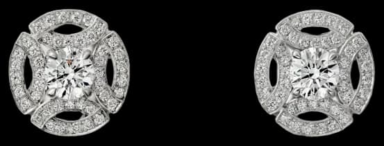 Cartier Galanterie de Cartier stud earrings, 2 brilliant-cut diamonds, paved