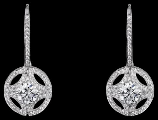 Cartier Galanterie de Cartier sleeper earrings, 2 brilliant-cut diamonds, paved