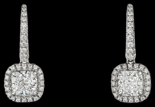 Cartier Destinée sleeper earrings, 2 cushion-cut diamonds, paved