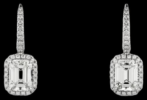Cartier Destinée sleeper earrings, 2 emerald-cut diamonds, paved