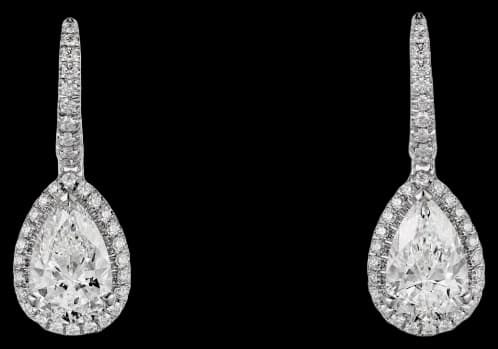 Cartier Destinée sleeper earrings, 2 pear-cut diamonds, paved