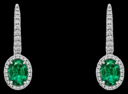 Cartier Destinée sleeper earrings, 2 oval-cut emeralds, paved