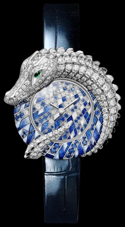 Cartier Animal Jewellery HPI01612 Quartz movement, white gold, sapphires, emeralds, diamonds, leather