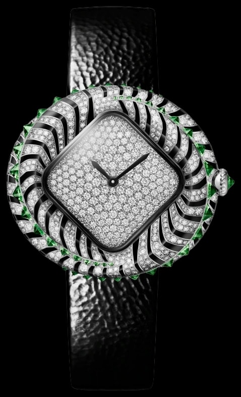 Cartier Animal Jewellery HPI01617 Quartz movement, white gold, tsavorite garnets, diamonds, leather