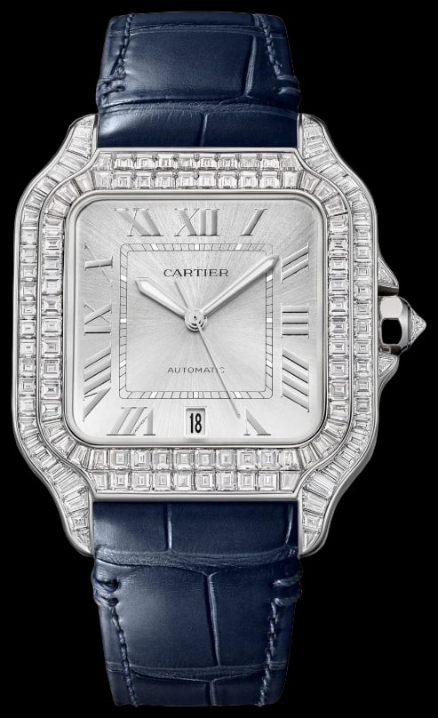 Cartier Santos de Cartier HPI01687 Large model, automatic movement, white gold, diamonds, 2 interchangeable leather bracelets